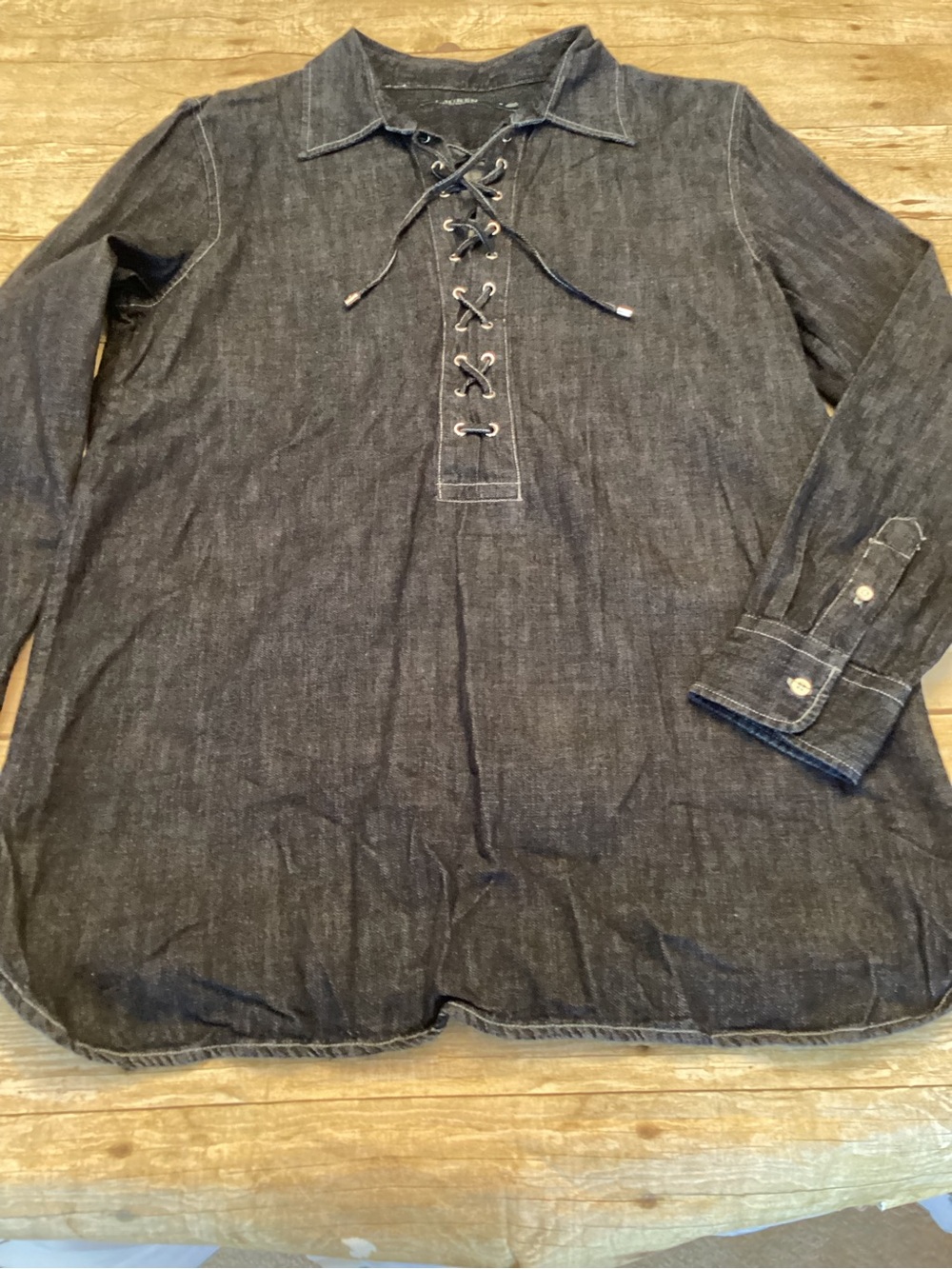 Lauren by Ralph Laure Denim Lace-Up Tunic Top - Dark Indigo